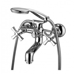 Смеситель для ванны Lemark Benefit LM2502C, двухвентильный, короткий излив, с ручной лейкой