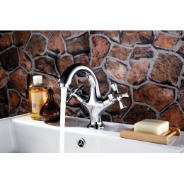 Смеситель для раковины Lemark Benefit LM2506C, двухвентильный, средний U-излив