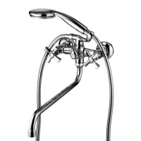 Смеситель для ванны Lemark Benefit LM2551C, двухвентильный, длинный излив, с ручной лейкой