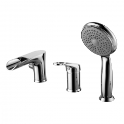 Смеситель для ванны Lemark Omega LM3145C, встраиваемый на борт на три отверстия, каскадный излив