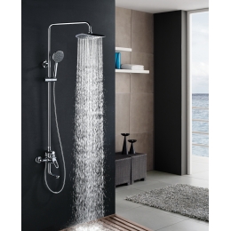 Душевая система Lemark Omega LM3162C, однорычажный, короткий излив, тропический душ, штанга, лейка д