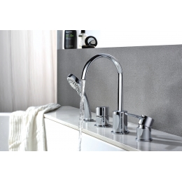 Смеситель для ванны Lemark Atlantiss LM3241C, встраиваемый на борт на 4 отверстия, высокий излив