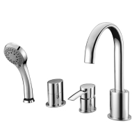 Смеситель для ванны Lemark Atlantiss LM3241C, встраиваемый на борт на 4 отверстия, высокий излив