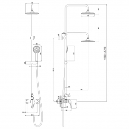 Душевая система Lemark Poseidon LM4260C, без излива, тропический душ, штанга, душевая лейка
