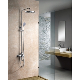 Душевая система Lemark Poseidon LM4262C, однорычажный, короткий излив, тропический душ, штанга, лейк