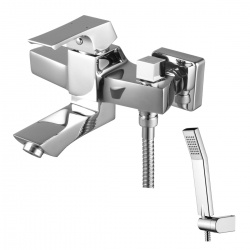 Смеситель для ванны Lemark Unit LM4514C, однорычажный, короткий излив, ручная лейка