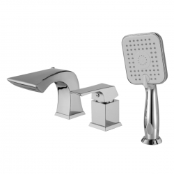 Смеситель для ванны Lemark Unit LM4545C, встраиваемый на борт на три отверстия, каскадный излив