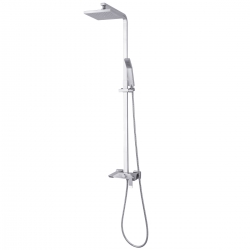Душевая система Lemark Contest LM5862CW, однорычажный, короткий излив, тропический душ, штанга, лейк