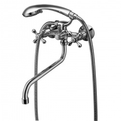 Смеситель для ванны Lemark Promotion LM6041C, двухвентильный, длинный излив, с ручной лейкой