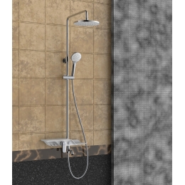 Душевая система Lemark Tropic LM7003C, однорычажный, короткий излив, тропический душ, штанга, лейка