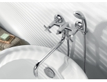 Смеситель для ванны Lemark Practica LM7551C, двухвентильный, длинный излив, с ручной лейкой