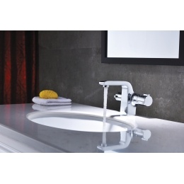 Смеситель для раковины Lemark Yeti LM7836C, термостатический, короткий Г-излив