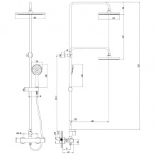 Душевая система Lemark Yeti LM7860C, термостатический смеситель, тропический душ, штанга, лейка ручн
