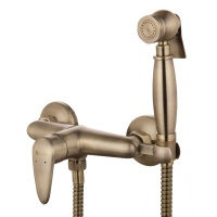 Смеситель с гигиеническим душем Lemark Pramen LM3318B, настенный, однорычажный, бронза