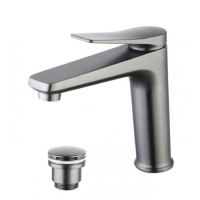 Смеситель для раковины Lemark Bronx LM3737GM, однорычажный, средний Г-излив, графит, донный клапан