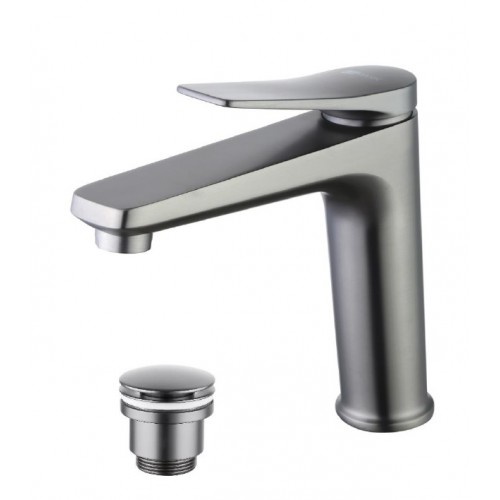 Смеситель для раковины Lemark Bronx LM3737GM, однорычажный, средний Г-излив, графит, донный клапан купить в интернет магазине Санрай73