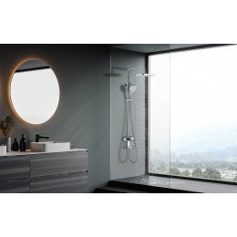 Душевая система Lemark Prizma LM3962C, однорычажная, короткий излив, тропический душ, штанга, лейка