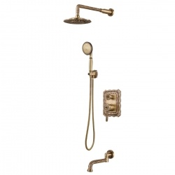 Душевой комплект Lemark Jasmine LM6622B, встраиваемый, однорычажный, излив, тропический душ, лейка