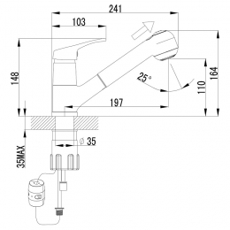 Смеситель для кухни Lemark Omega LM3150C, однорычажный, вытяжной излив