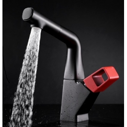 Смеситель для кухни Lemark Soul LM6008BR, вытяжой излив, черный