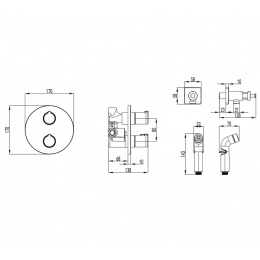 Смеситель с гигиеническим душем Lemark Yeti LM7819С термостатический, встраиваемый