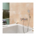 Смеситель для ванны MIXLINE ML09-01, двухвентильный, короткий излив, ручной душ