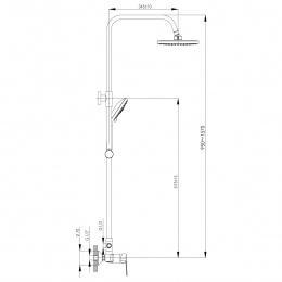 Душевая система Rossinka S35-45, однорычажный, тропический душ, ручной душ, штанга