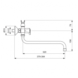 Смеситель для ванны Vidima PRACTIC BA343AA, двухвентильный, длинный излив, ручной душ