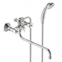 Смеситель для ванны Vidima PRACTIC BA343AA, двухвентильный, длинный излив, ручной душ