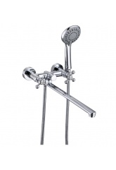 Смеситель для ванны VIEIR V140142, двухвентильный, длинный излив, ручной душ