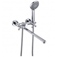 Смеситель для ванны VIEIR V140142, двухвентильный, длинный излив, ручной душ