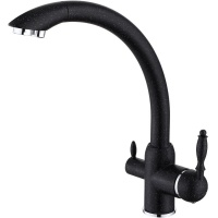 Смеситель для кухни VIEIR V15003C2, с выходом для фильтра, рычажный, высокий излив, черный оникс