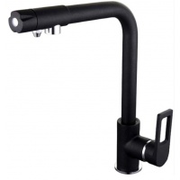 Смеситель для кухни VIEIR V15008C, с выходом для фильтра, однорычажный, высокий Г-излив, черный