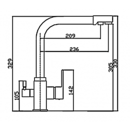 Смеситель для кухни VIEIR V15009C, с выходом для фильтра, однорычажный, высокий Г-излив, черный