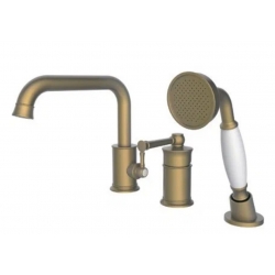 Смеситель на борт ванны VIEIR V273532D однорычажный, средний излив, выдвижная лейка, бронза