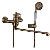 Смеситель для ванны VIEIR V273541D, однорычажный, длинный излив, ручной душ, бронза