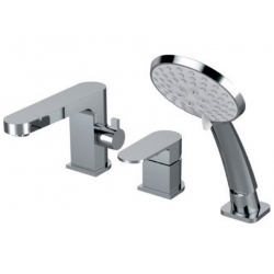 Смеситель на борт ванны VIEIR V283532 однорычажный, средний излив, выдвижная лейка, хром