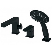 Смеситель на борт ванны VIEIR V283532C однорычажный, средний излив, выдвижная лейка, черный