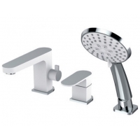 Смеситель на борт ванны VIEIR V283532F однорычажный, средний излив, выдвижная лейка, белый