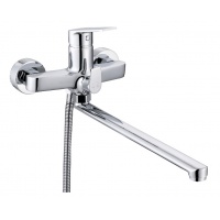 Смеситель для ванны VIEIR V013541, однорычажный, длинный излив, ручной душ