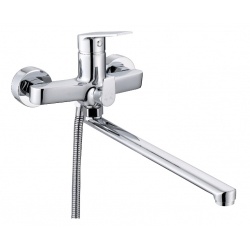 Смеситель для ванны VIEIR V013541, однорычажный, длинный излив, ручной душ