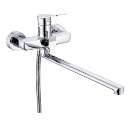 Смеситель для ванны VIEIR V053541, однорычажный, длинный излив, ручной душ