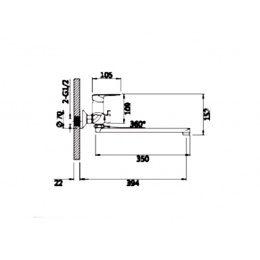 Смеситель для ванны VIEIR V073541, однорычажный, длинный излив, ручной душ