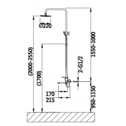 Душевая система VIEIR V073562, однорычажный, поворотный излив, ручной душ, тропический душ, штанга