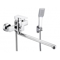 Смеситель для ванны VIEIR V113541, однорычажный, длинный излив, ручной душ