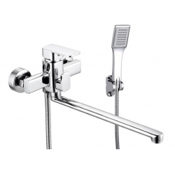 Смеситель для ванны VIEIR V113541, однорычажный, длинный излив, ручной душ