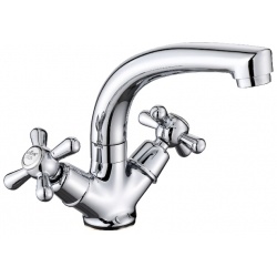 Смеситель для раковины VIEIR V120112, двухвентильный, средний излив, хром