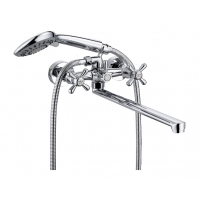 Смеситель для ванны VIEIR V120142, двухвентильный, длинный излив, ручной душ