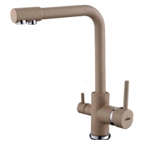 Смеситель для кухни VIEIR V15002B, с выходом для фильтра, рычажный, высокий Г-излив, бежевый