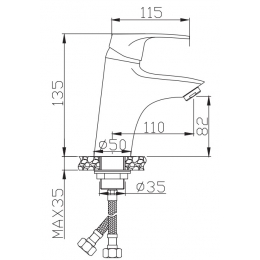 Смеситель для раковины VIEIR V204011, однорычажный, короткий излив, хром